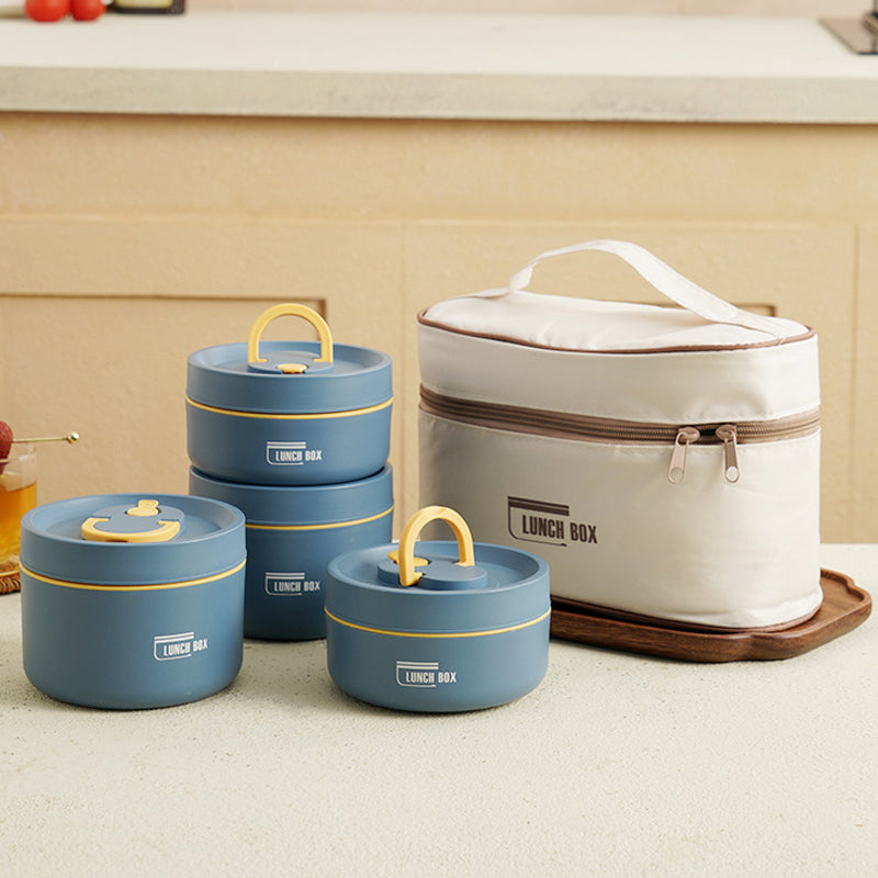Multi-layer Insulated Lunch Box with FREE Carry Bag - ThermoBox-Blue-Small-Nora Luxe