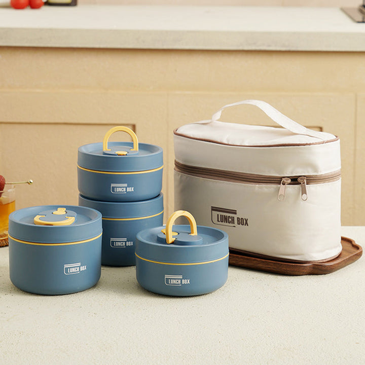 Multi-layer Insulated Lunch Box with FREE Carry Bag - ThermoBox-Blue-Small-Nora Luxe