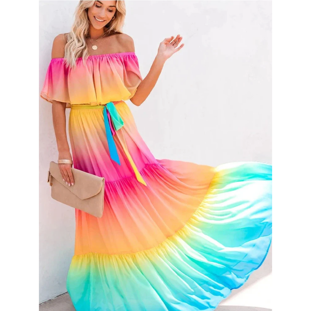 Multicolour Summer Dress with Flattering Fit – Alisha-S-State of Style