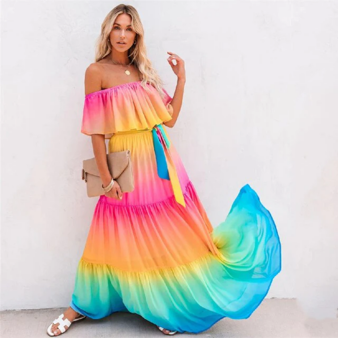 Multicolour Summer Dress with Flattering Fit – Alisha-S-State of Style