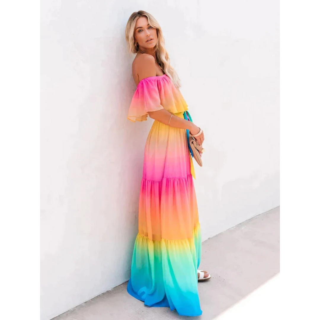 Multicolour Summer Dress with Flattering Fit – Alisha-S-State of Style