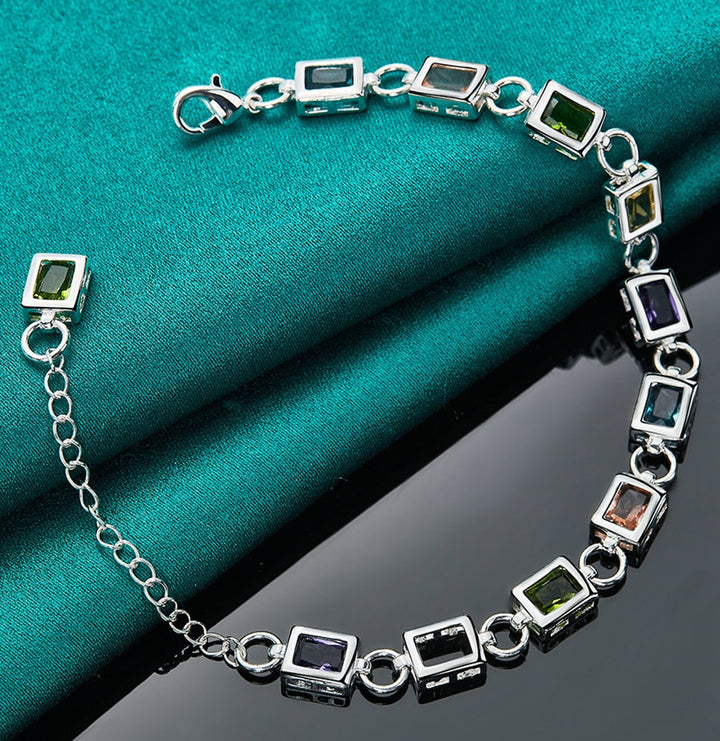 Multicolour Zircon Silver Bracelet | Elegant Women's Jewellery-Nora Luxe
