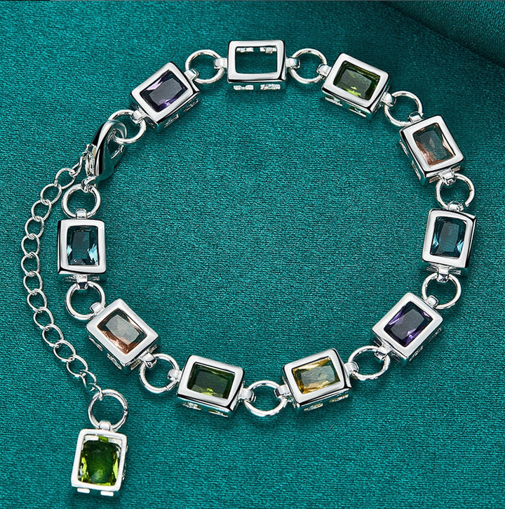 Multicolour Zircon Silver Bracelet | Elegant Women's Jewellery-Nora Luxe