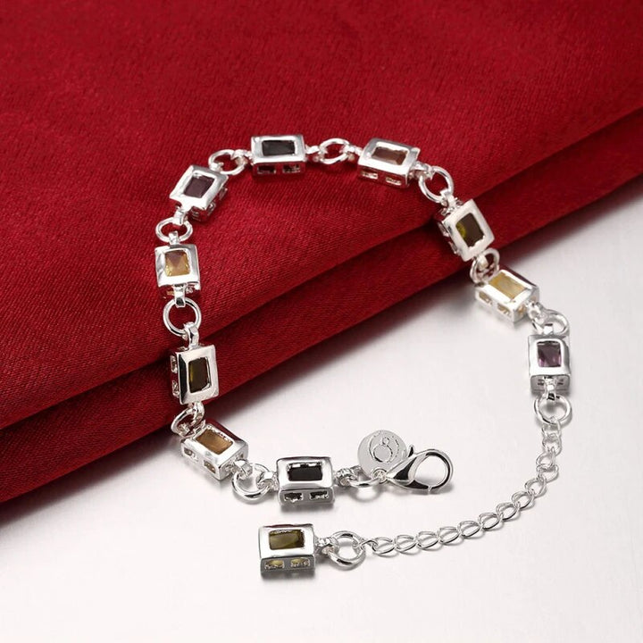 Multicolour Zircon Silver Bracelet | Elegant Women's Jewellery-Nora Luxe