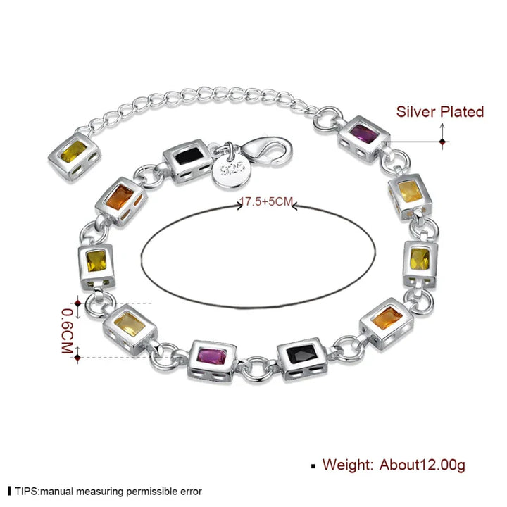 Multicolour Zircon Silver Bracelet | Elegant Women's Jewellery-Nora Luxe