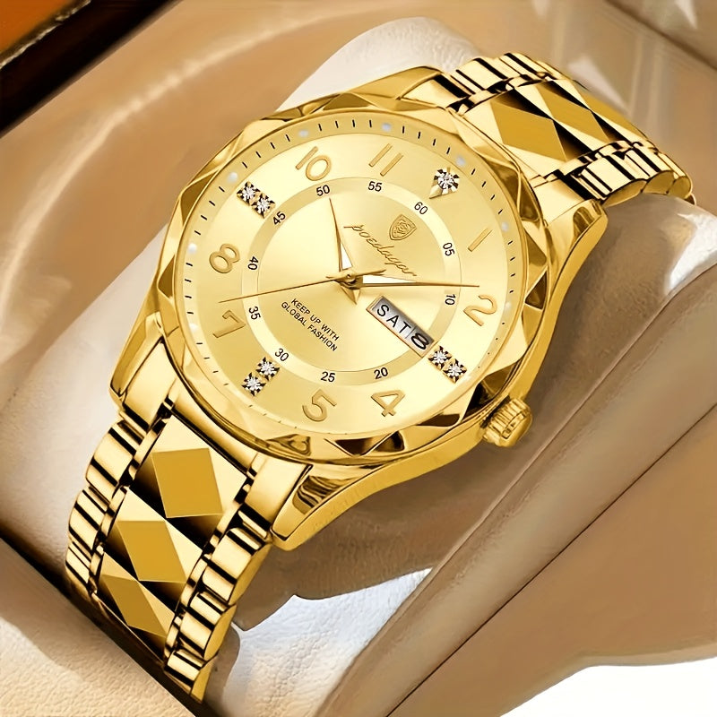 Multifunctional Waterproof Sports Watch for Men - Titan-Inter-golden Band With Blue Surface-Nora Luxe