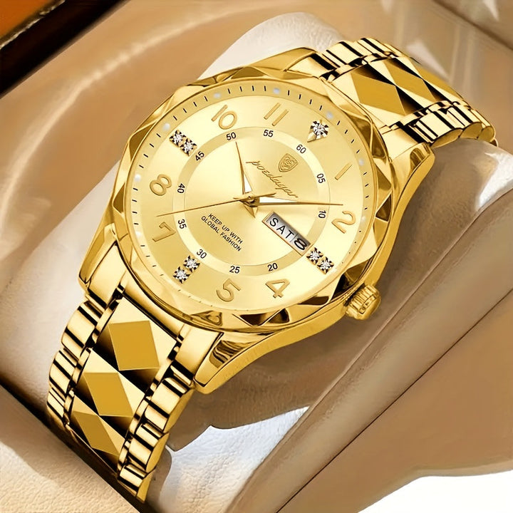 Multifunctional Waterproof Sports Watch for Men - Titan-Inter-golden Band With Blue Surface-Nora Luxe