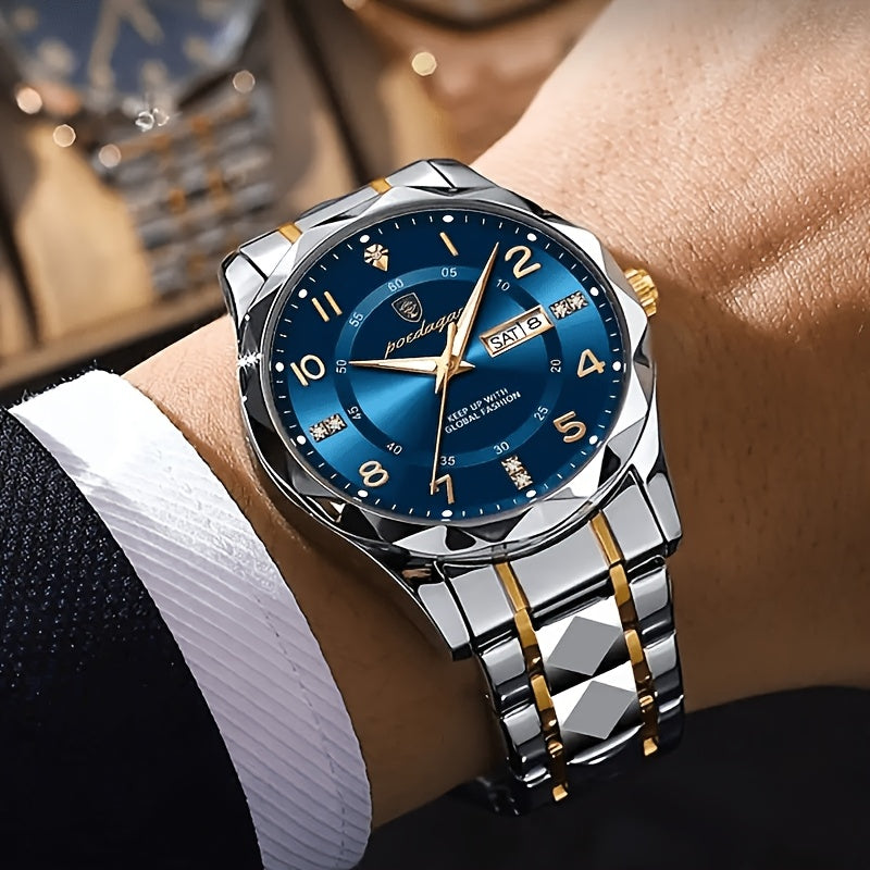 Multifunctional Waterproof Sports Watch for Men - Titan-Inter-golden Band With Blue Surface-Nora Luxe