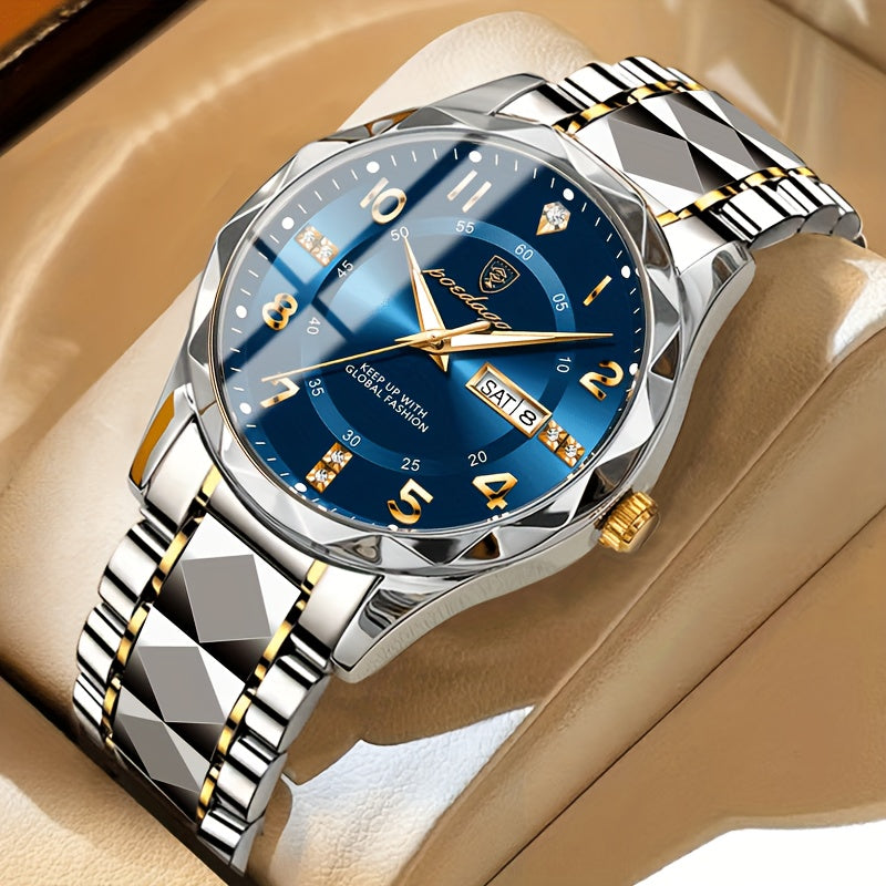 Multifunctional Waterproof Sports Watch for Men - Titan-Inter-golden Band With Blue Surface-Nora Luxe