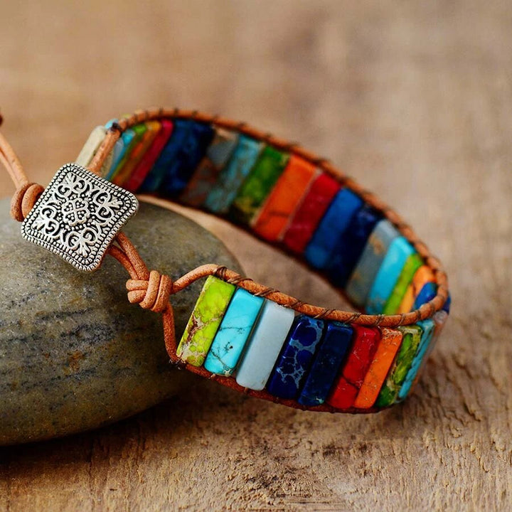 Mystic Journey Bracelet | Tibetan Rainbow Jasper Stones-Nora Luxe