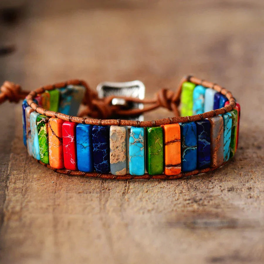 Mystic Journey Bracelet | Tibetan Rainbow Jasper Stones-Nora Luxe