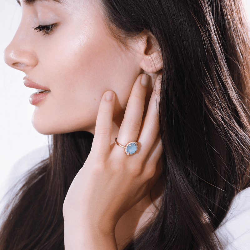 Mystical Shine Cocktail Ring – Elowen-Blue-Nora Luxe