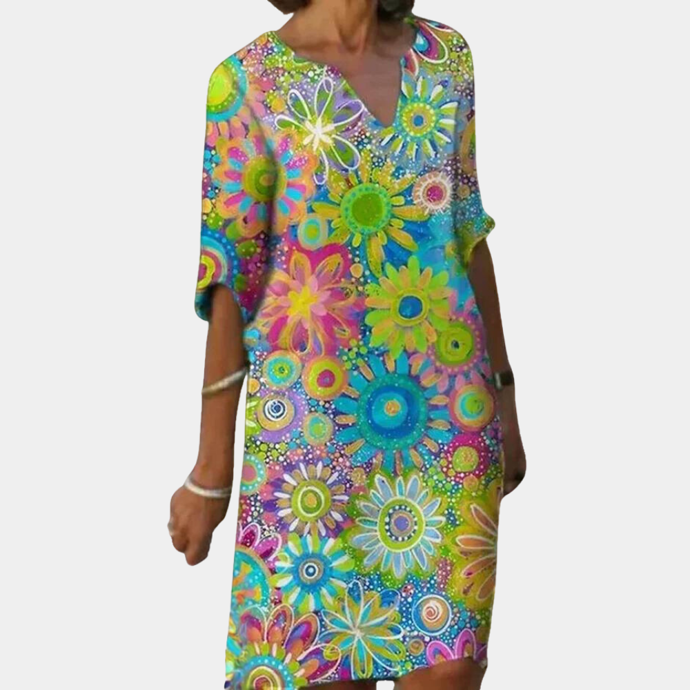 Naomi - Trendy Short Floral Dress-Green-XS-Nora Luxe