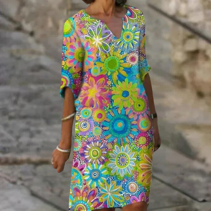 Naomi - Trendy Short Floral Dress-Green-XS-Nora Luxe