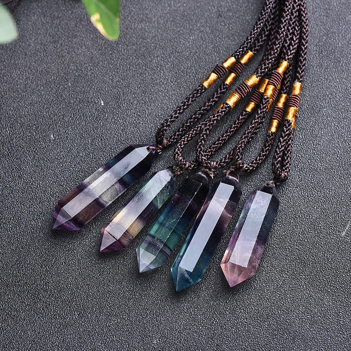 Natural Crystal Amethyst Healing Necklace - Lyra-Fluorite-Nora Luxe