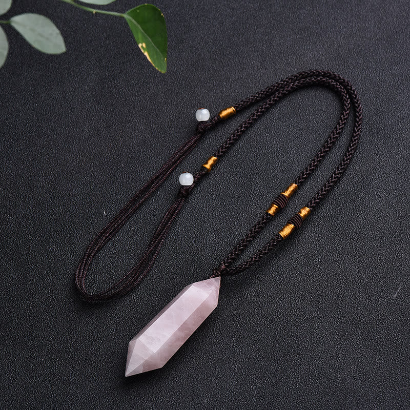 Natural Crystal Amethyst Healing Necklace - Lyra-Rose quartz-Nora Luxe