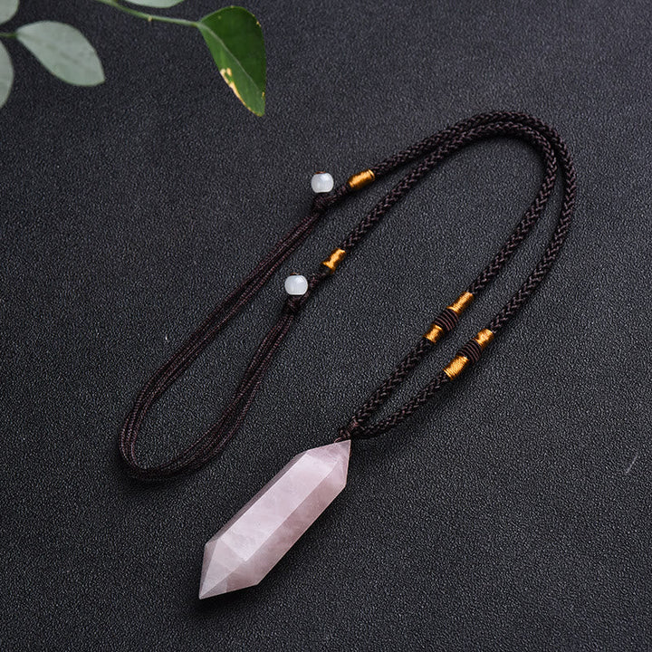 Natural Crystal Amethyst Healing Necklace - Lyra-Rose quartz-Nora Luxe