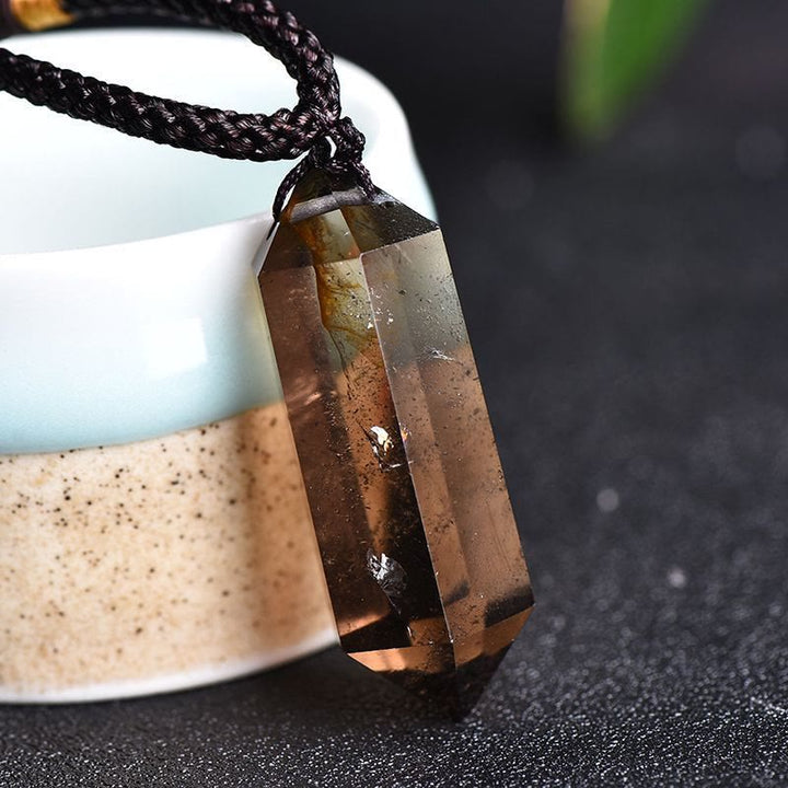 Natural Crystal Amethyst Healing Necklace - Lyra-Smoky quartz-Nora Luxe