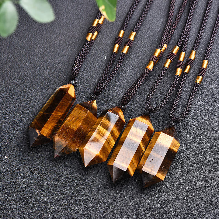 Natural Crystal Amethyst Healing Necklace - Lyra-Tiger's eye-Nora Luxe