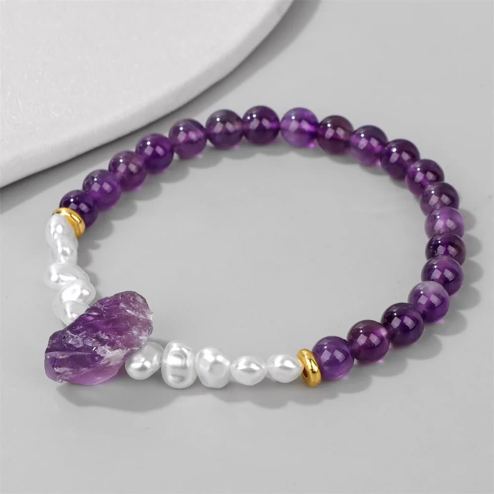 Natural Crystal Beads Bracelet - Eline-Amethyst-Nora Luxe