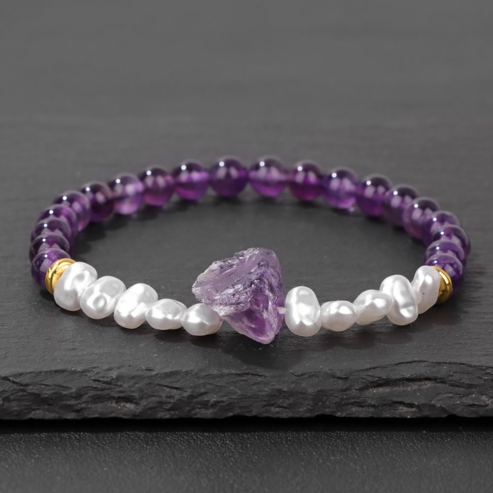 Natural Crystal Beads Bracelet - Eline-Amethyst-Nora Luxe
