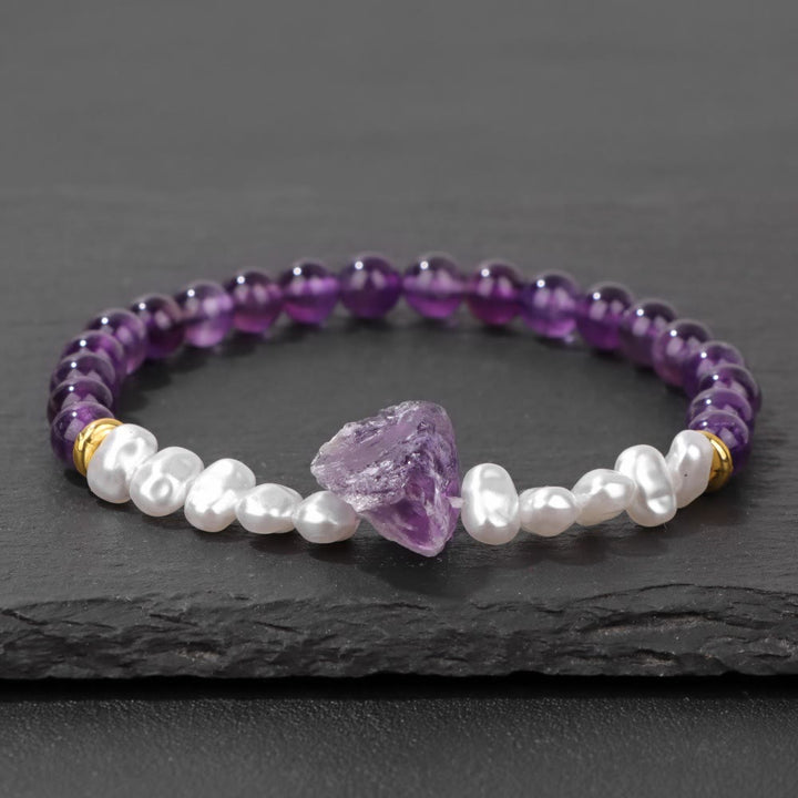 Natural Crystal Beads Bracelet - Eline-Amethyst-Nora Luxe