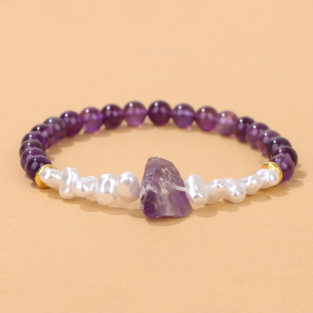Natural Crystal Beads Bracelet - Eline-Amethyst-Nora Luxe