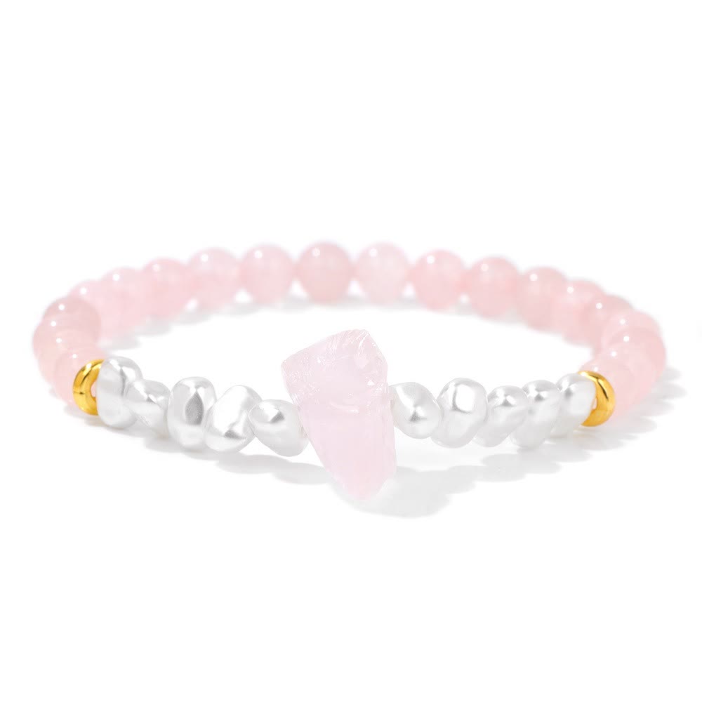 Natural Crystal Beads Bracelet - Eline-Rose quartz-Nora Luxe