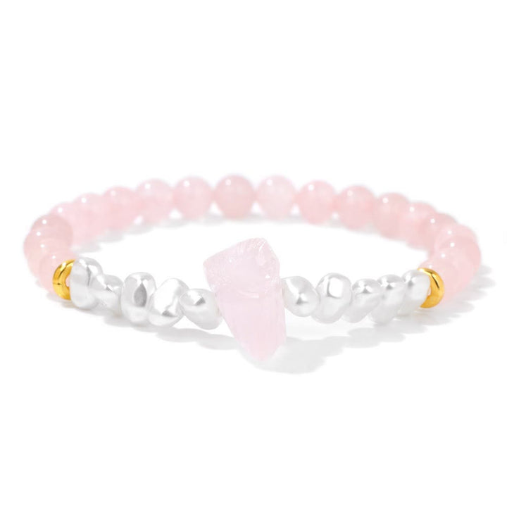 Natural Crystal Beads Bracelet - Eline-Rose quartz-Nora Luxe
