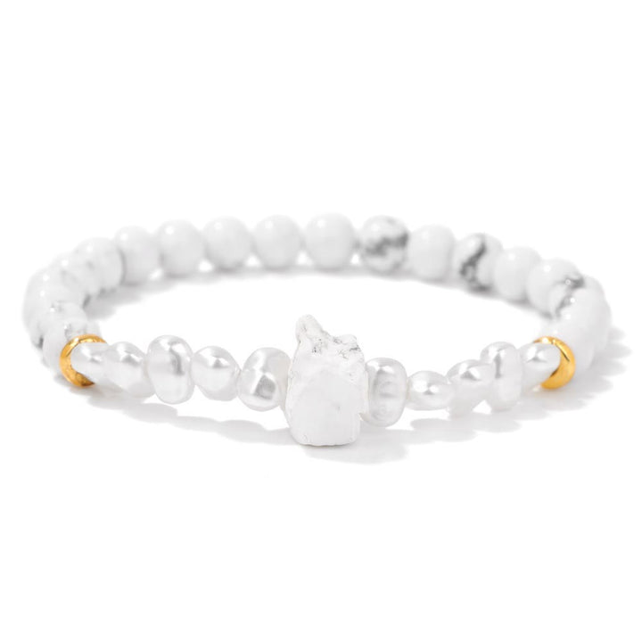 Natural Crystal Beads Bracelet - Eline-White Turquoise-Nora Luxe