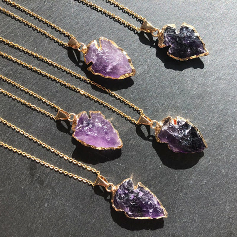 Natural Crystal Carnelian Arrowhead Necklace - Aeliana-Amethyst-Nora Luxe