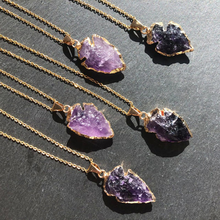 Natural Crystal Carnelian Arrowhead Necklace - Aeliana-Amethyst-Nora Luxe