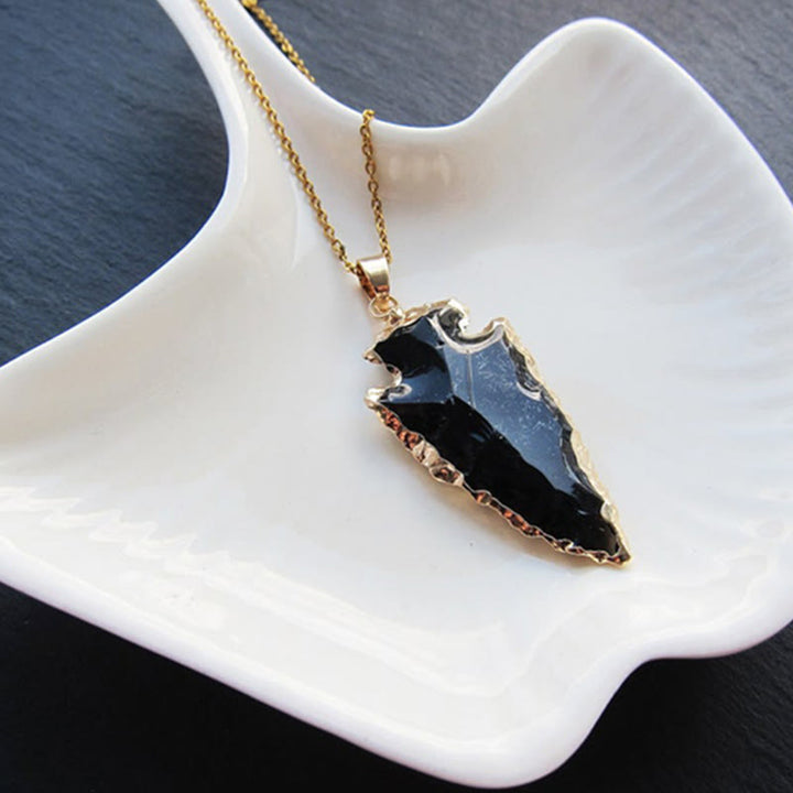 Natural Crystal Carnelian Arrowhead Necklace - Aeliana-Carnelian-Nora Luxe