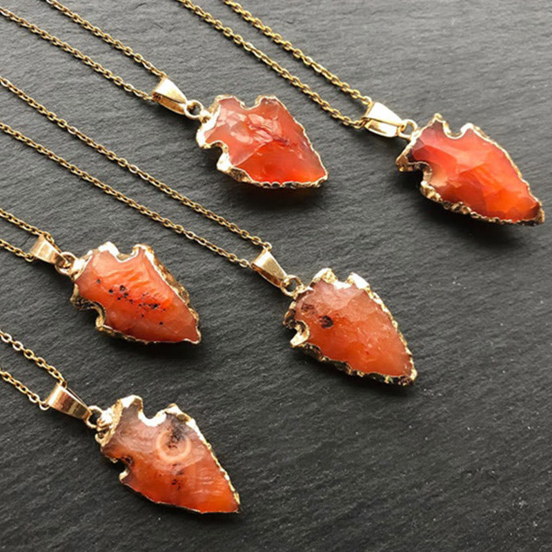 Natural Crystal Carnelian Arrowhead Necklace - Aeliana-Carnelian-Nora Luxe