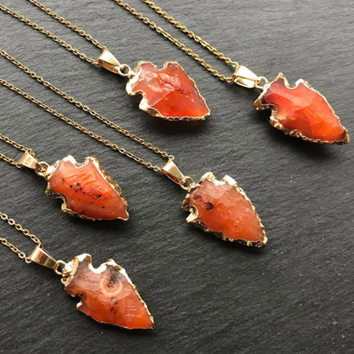 Natural Crystal Carnelian Arrowhead Necklace - Aeliana-Carnelian-Nora Luxe