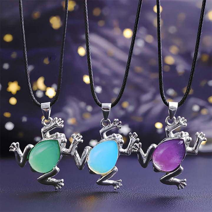 Natural Crystal Frog Meditation Necklace - Gaia-Amethyst-Nora Luxe