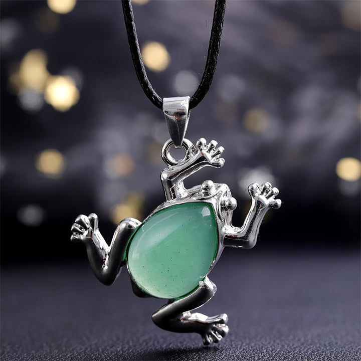 Natural Crystal Frog Meditation Necklace - Gaia-Green Aventurine-Nora Luxe
