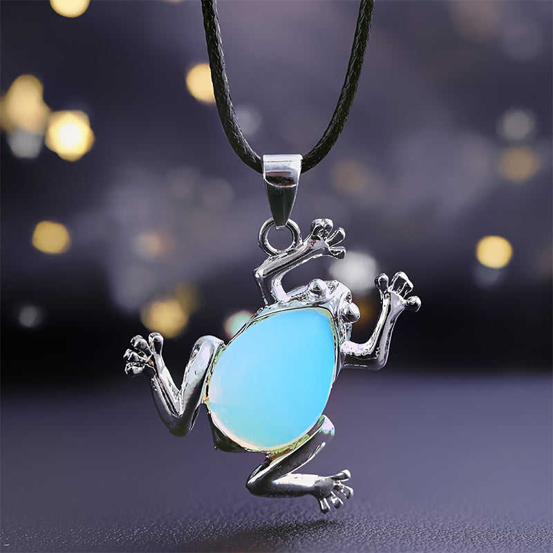 Natural Crystal Frog Meditation Necklace - Gaia-Opal-Nora Luxe