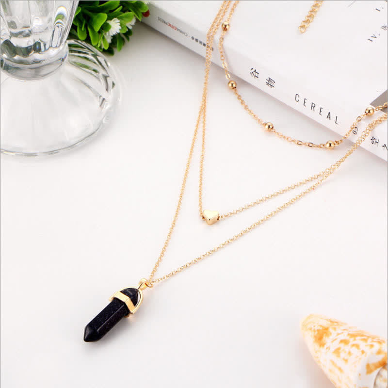 Natural Crystal Hexagon Gemstone Necklace - Aurora-Blue Sandstone-Nora Luxe