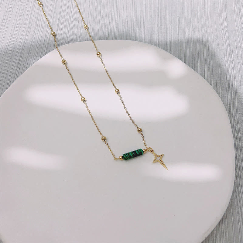Natural Malachite Star Pendant Earrings, Necklace and Bracelet - Maria-Necklace-Nora Luxe