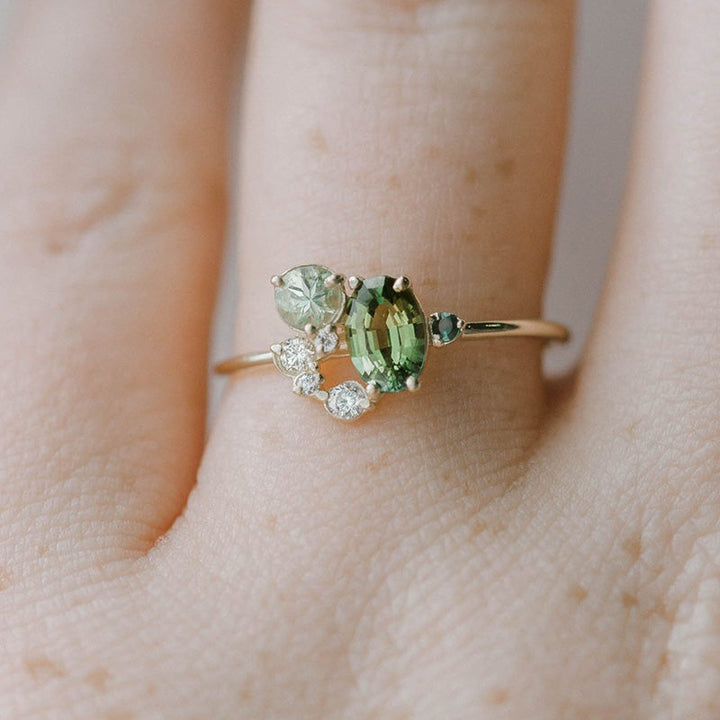 Natural Peridot with Zircon Ring - Selene-Gold-1.93 in-Nora Luxe