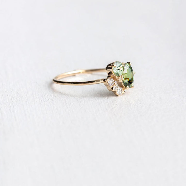 Natural Peridot with Zircon Ring - Selene-Gold-1.93 in-Nora Luxe