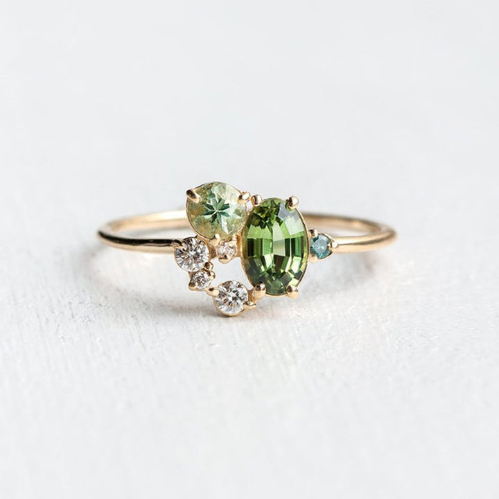 Natural Peridot with Zircon Ring - Selene-Gold-1.93 in-Nora Luxe