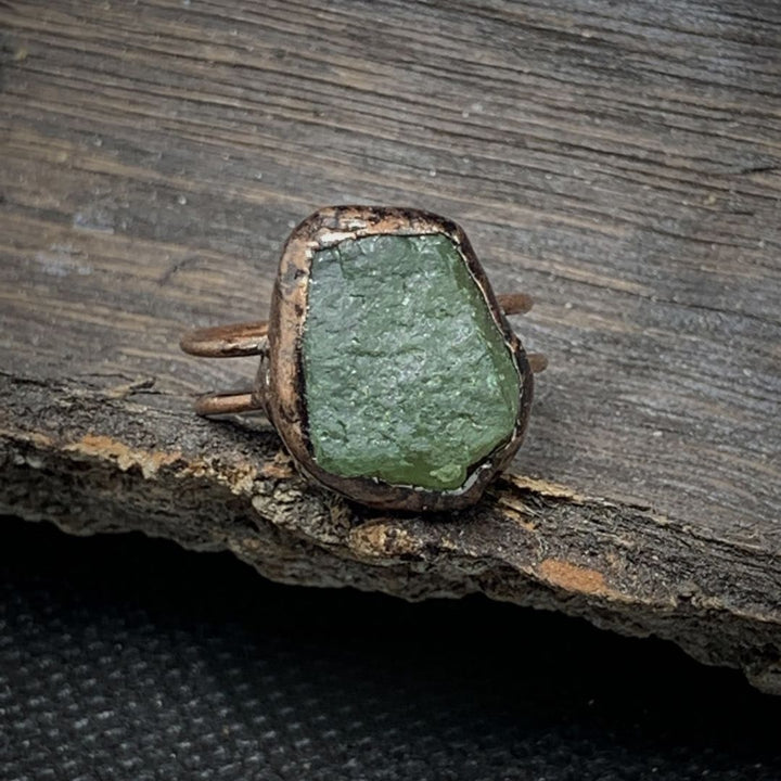 Natural Raw Birthstone Ring - Selina-August & Green Aventurine-Nora Luxe