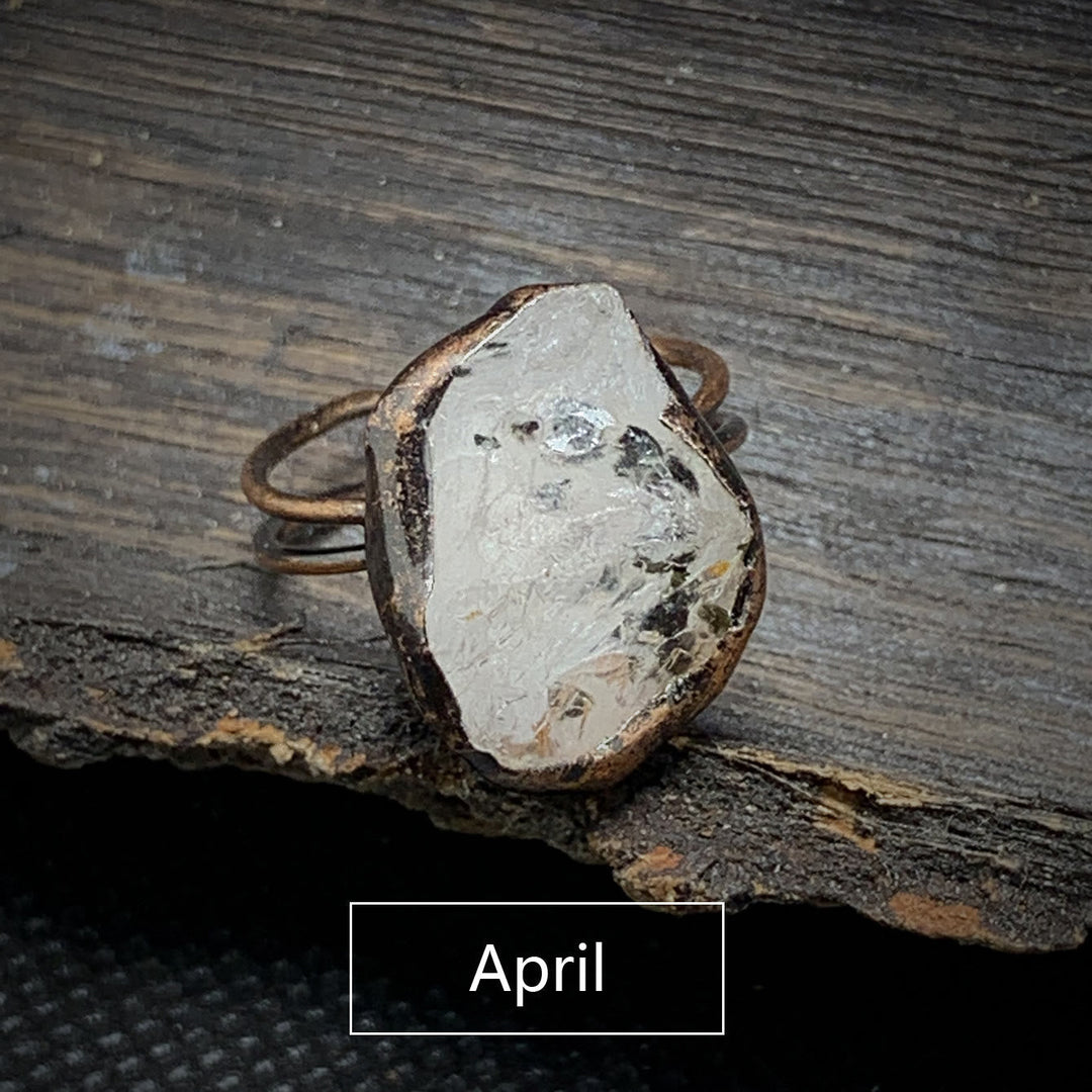 Natural Raw Birthstone Ring - Selina-January & Pomegranate-Nora Luxe