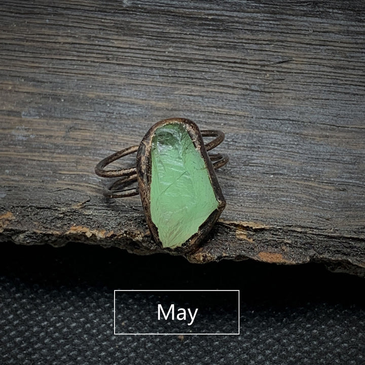 Natural Raw Birthstone Ring - Selina-January & Pomegranate-Nora Luxe