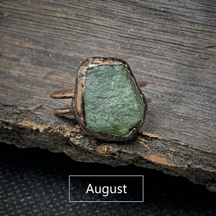 Natural Raw Birthstone Ring - Selina-January & Pomegranate-Nora Luxe