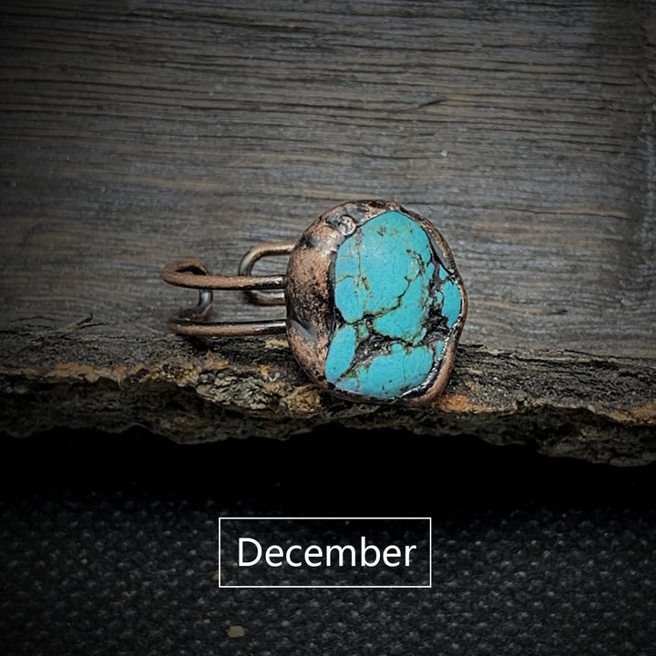 Natural Raw Birthstone Ring - Selina-January & Pomegranate-Nora Luxe