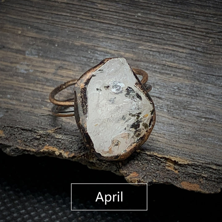 Natural Raw Birthstone Ring - Selina-January & Pomegranate-Nora Luxe