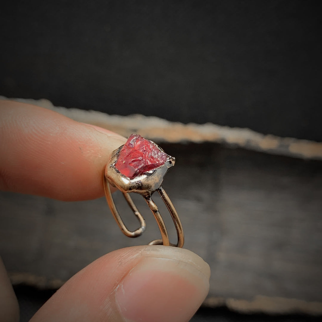 Natural Raw Birthstone Ring - Selina-January & Pomegranate-Nora Luxe